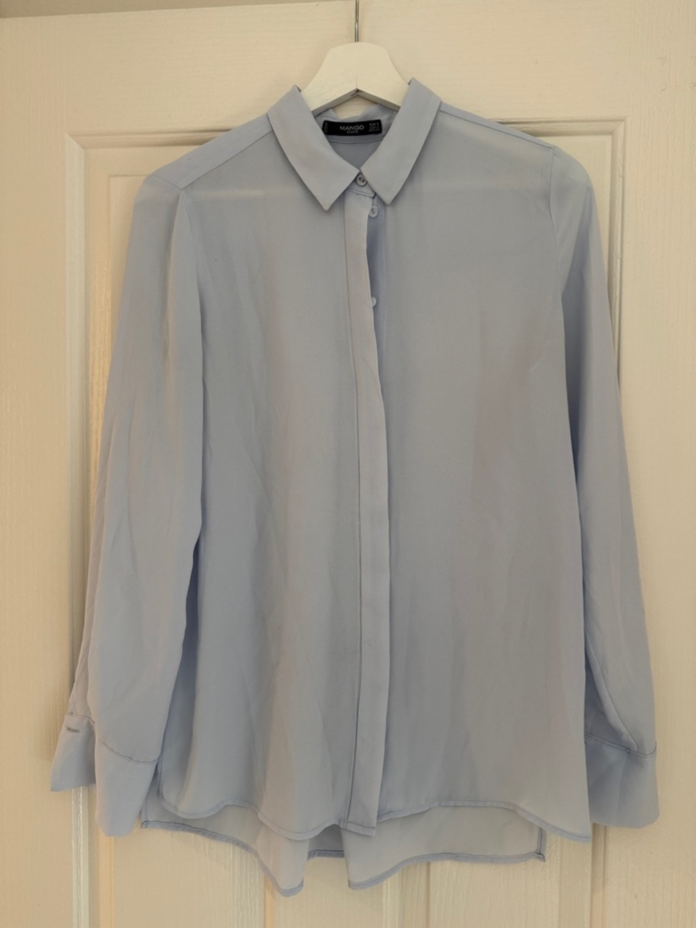 Mango Pale Blue Long-Sleeve Button-Down Shirt